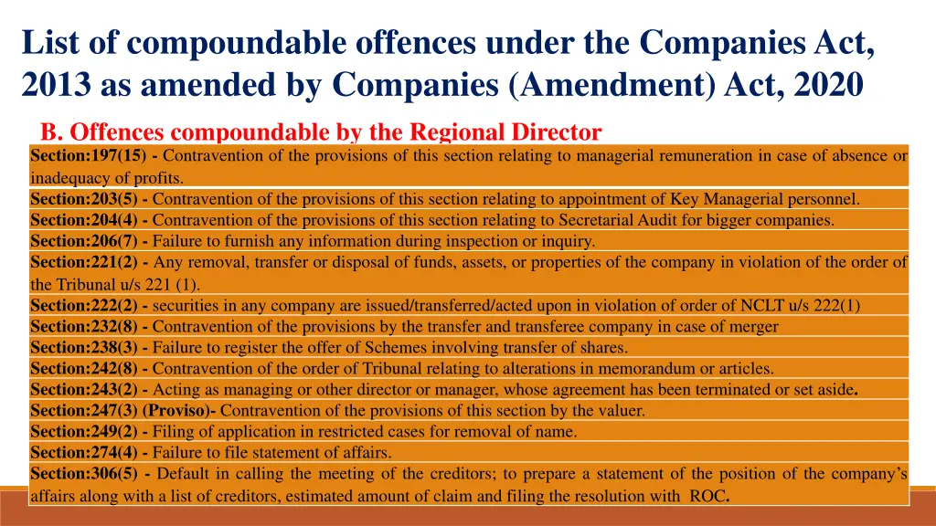 list of compoundable offences under the companies 5