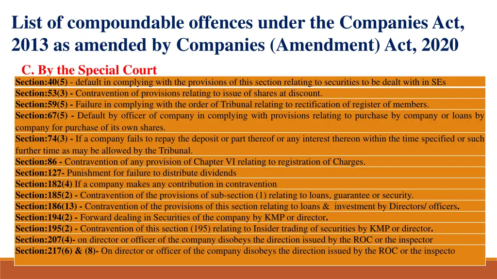 list of compoundable offences under the companies 7