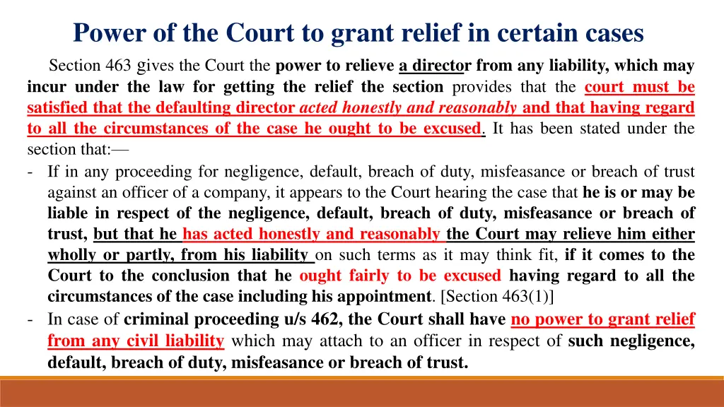 power of the court to grant relief in certain