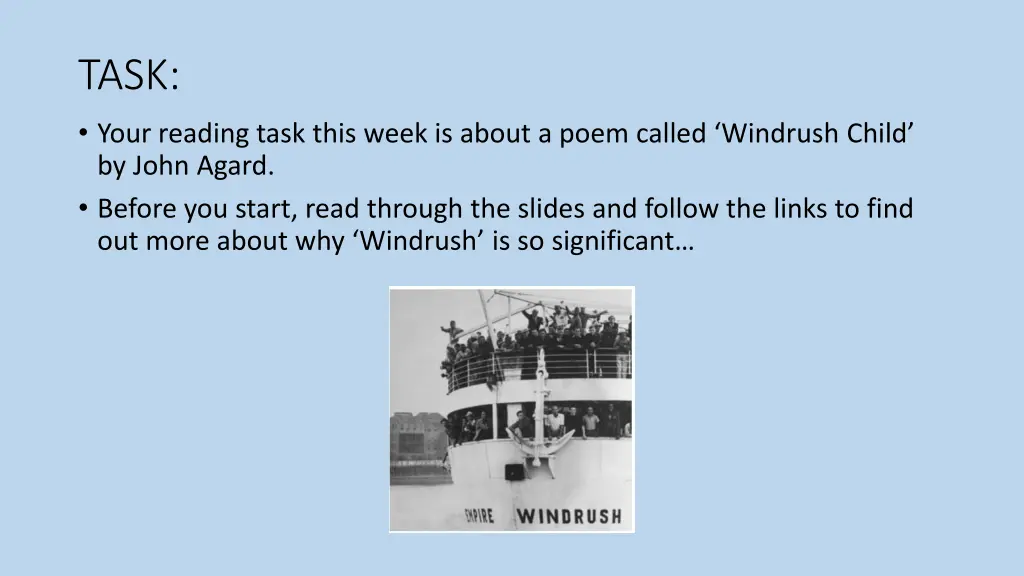 task your reading task this week is about a poem