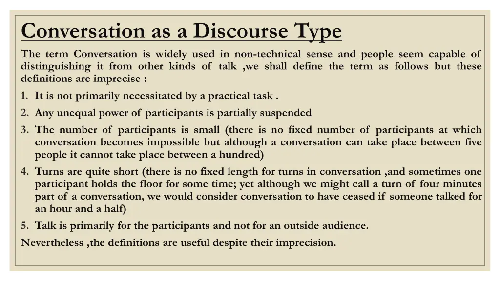 conversation as a discourse type the term