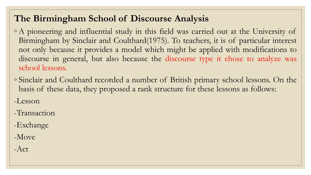 the birmingham school of discourse analysis