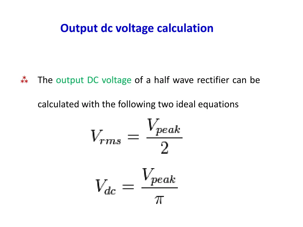 output dc voltage calculation