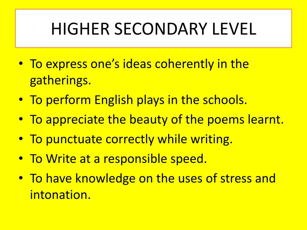 higher secondary level 1