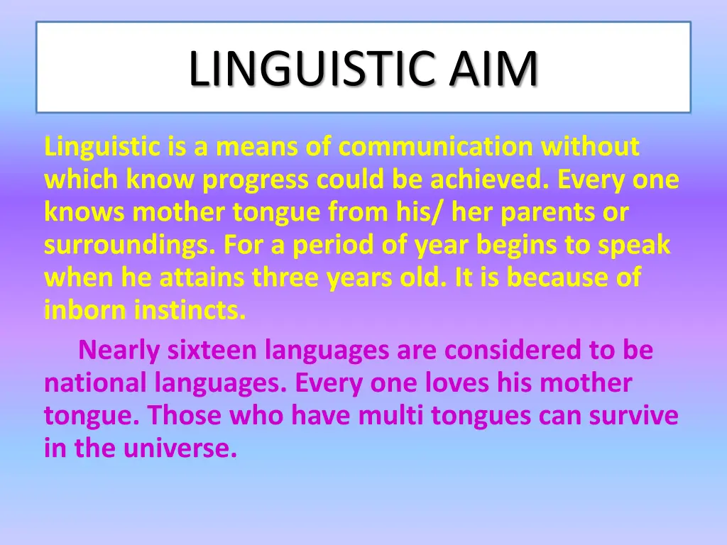 linguistic aim