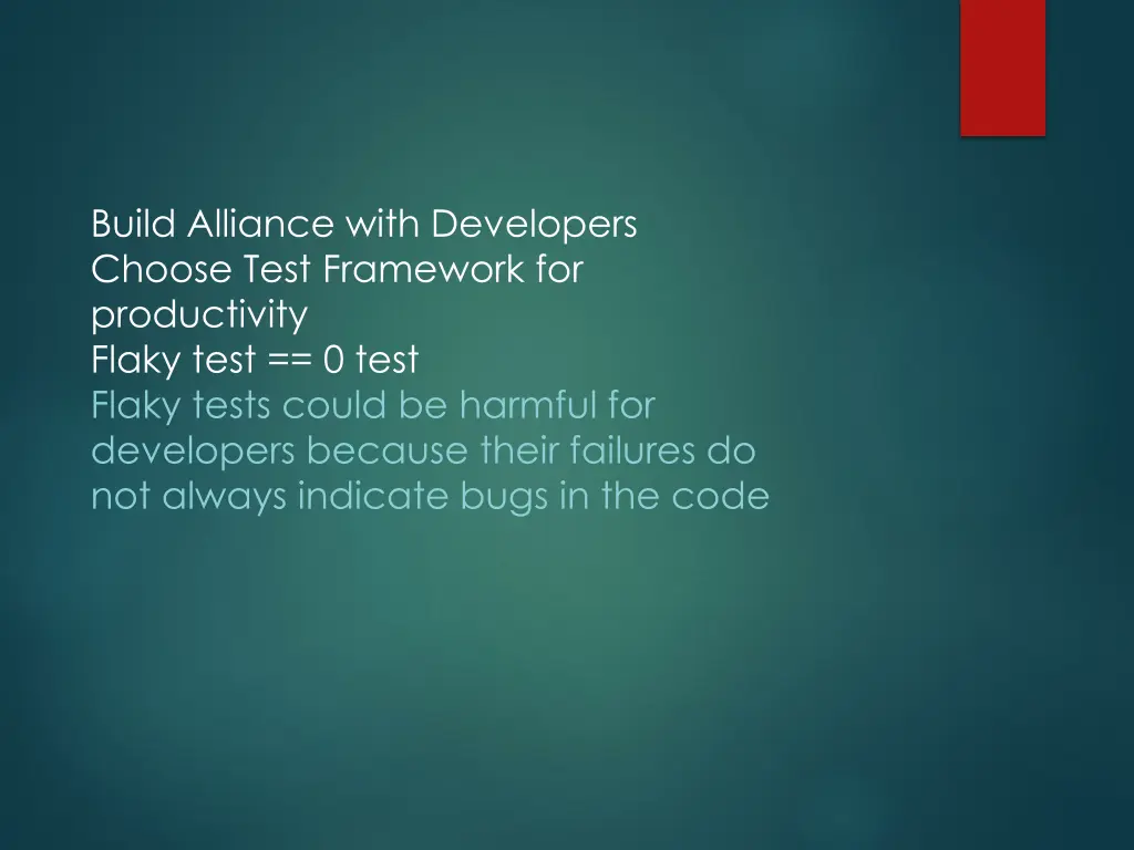 build alliance with developers choose test