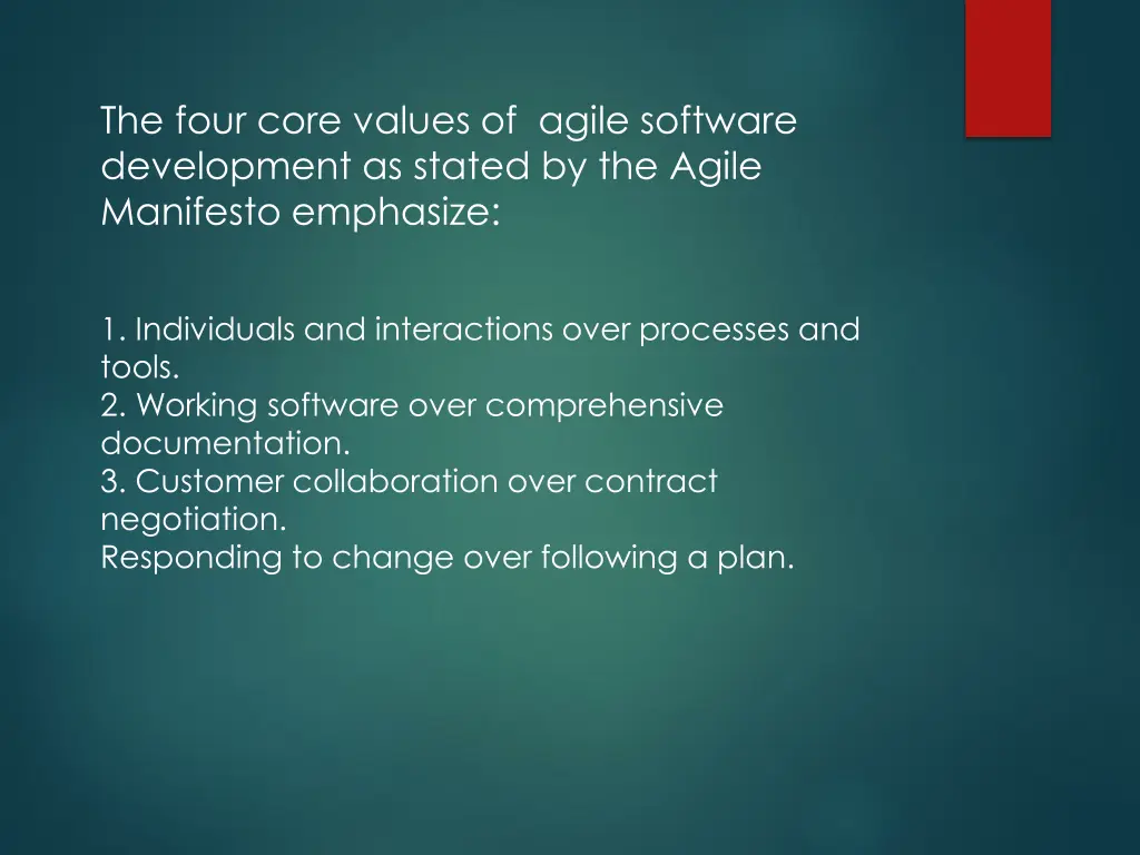 the four core values of agile software