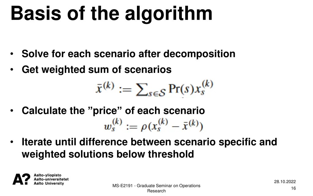 basis of the algorithm