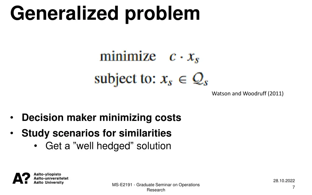 generalized problem