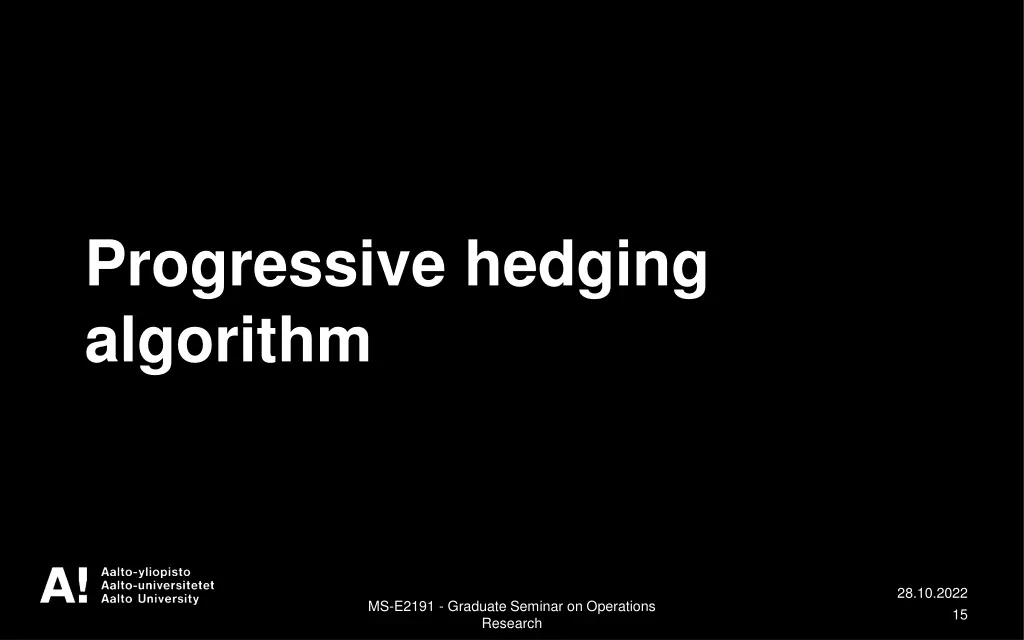 progressive hedging algorithm