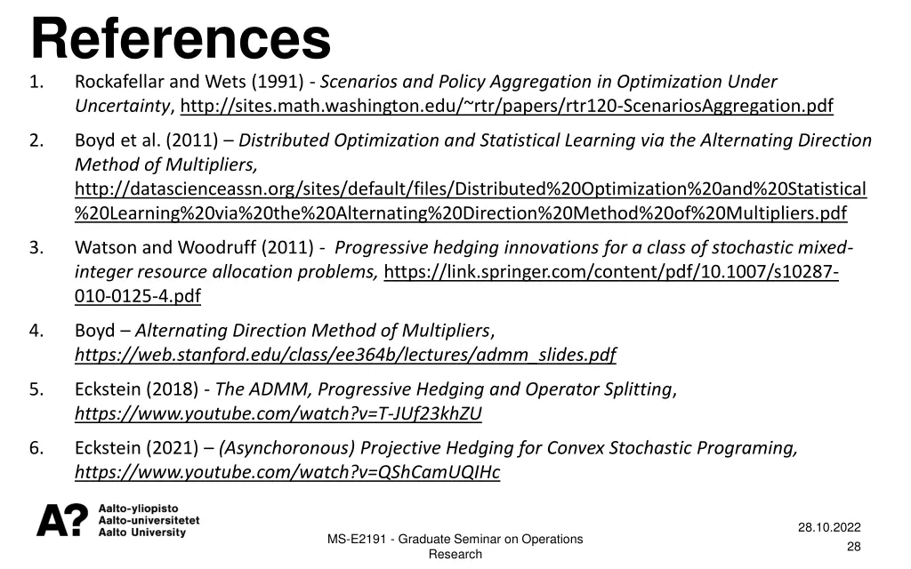 references 1 rockafellar and wets 1991 scenarios