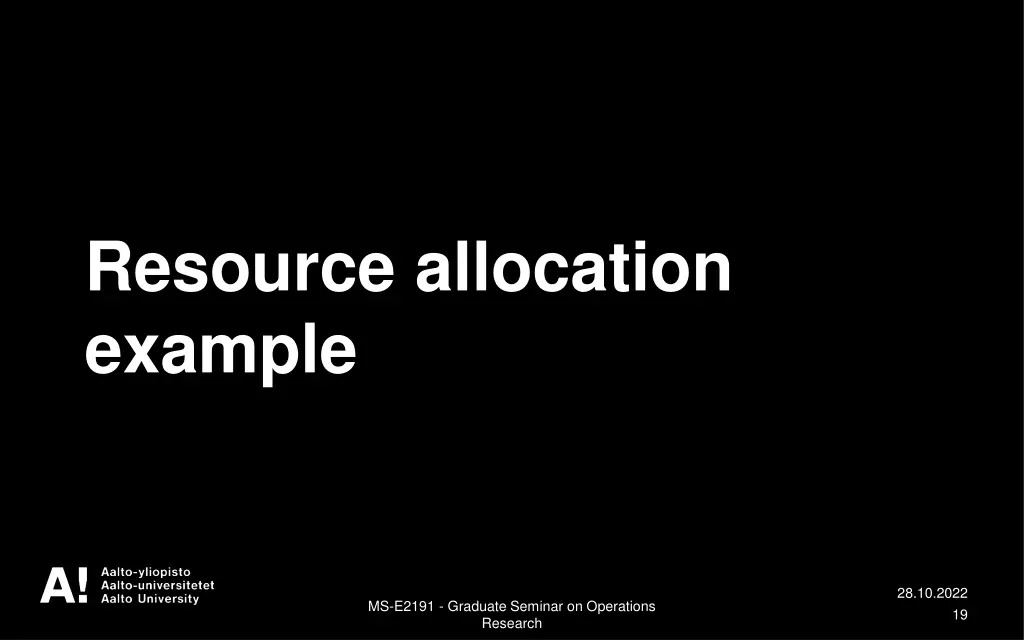 resource allocation example