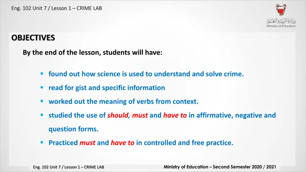 eng 102 unit 7 lesson 1 crime lab