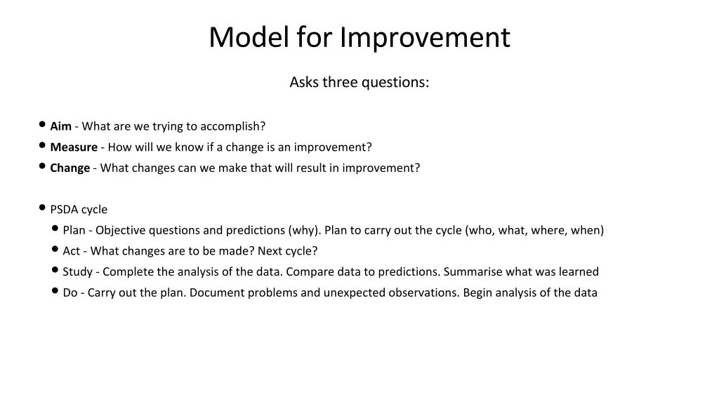 model for improvement