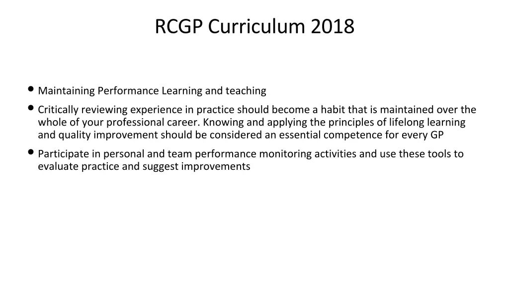 rcgp curriculum 2018