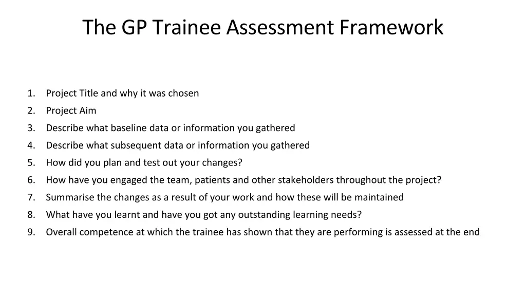 the gp trainee assessment framework