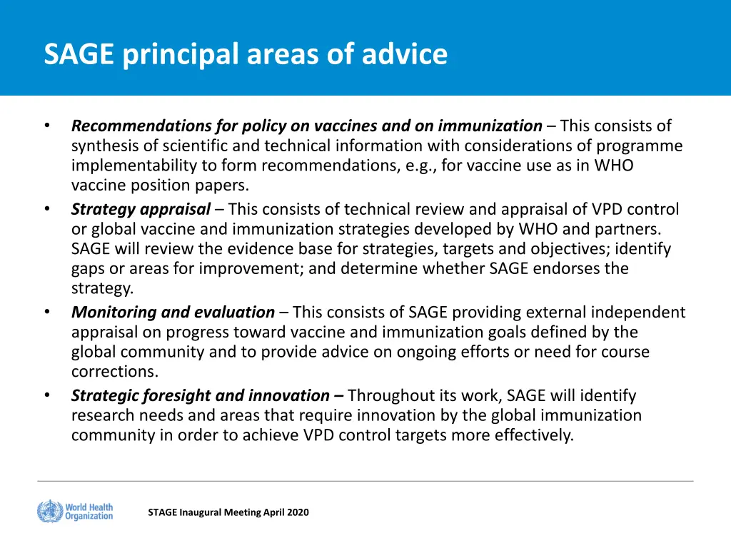 sage principal areas of advice