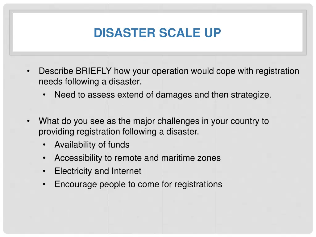 disaster scale up