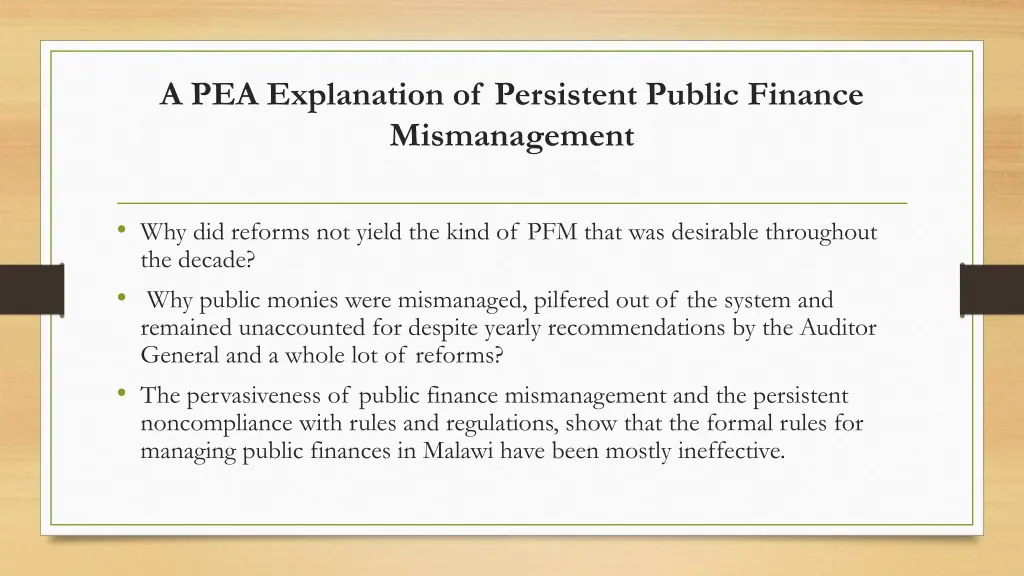 a pea explanation of persistent public finance