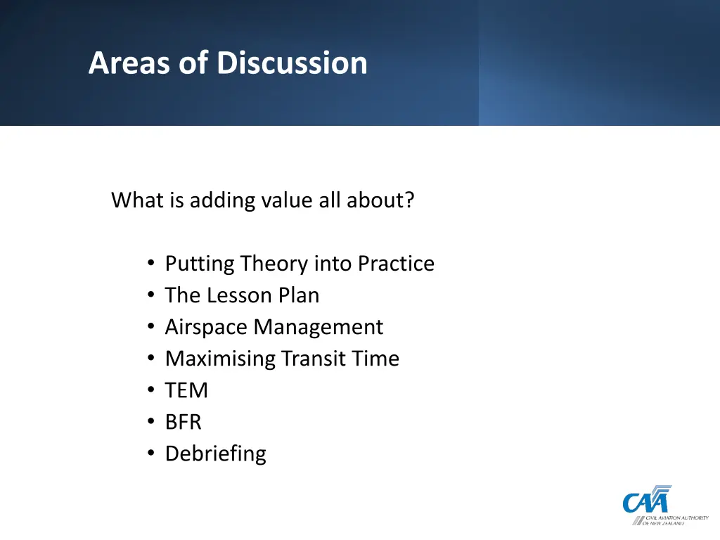 areas of discussion