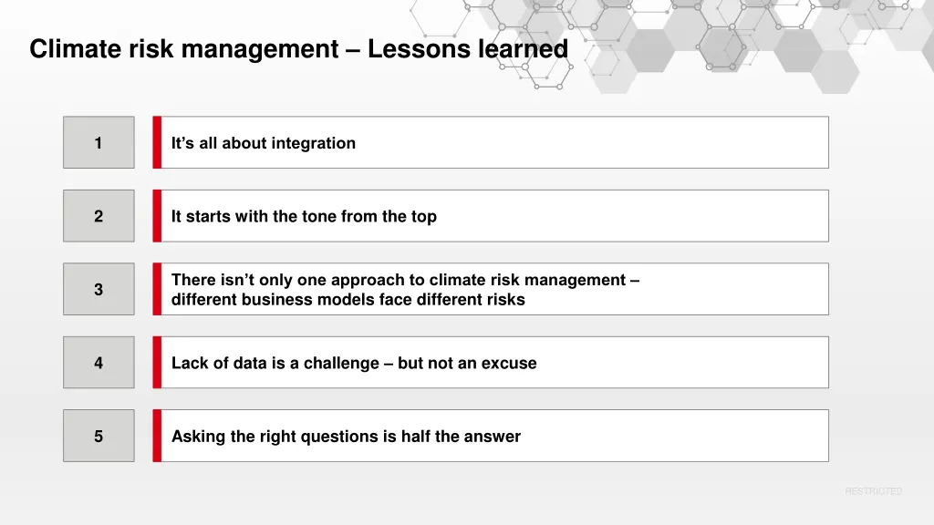 climate risk management lessons learned