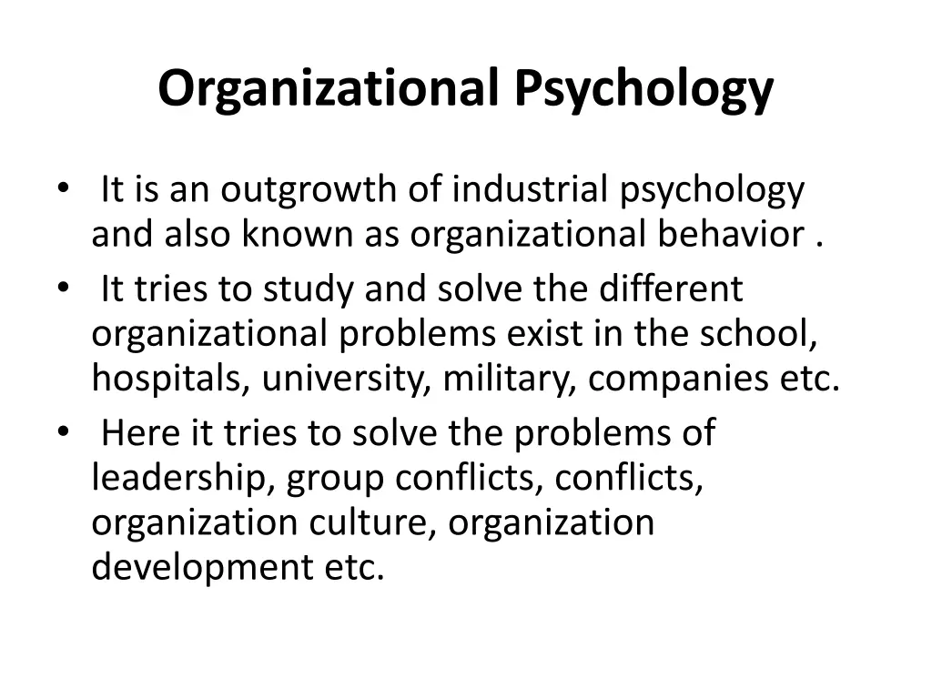 organizational psychology