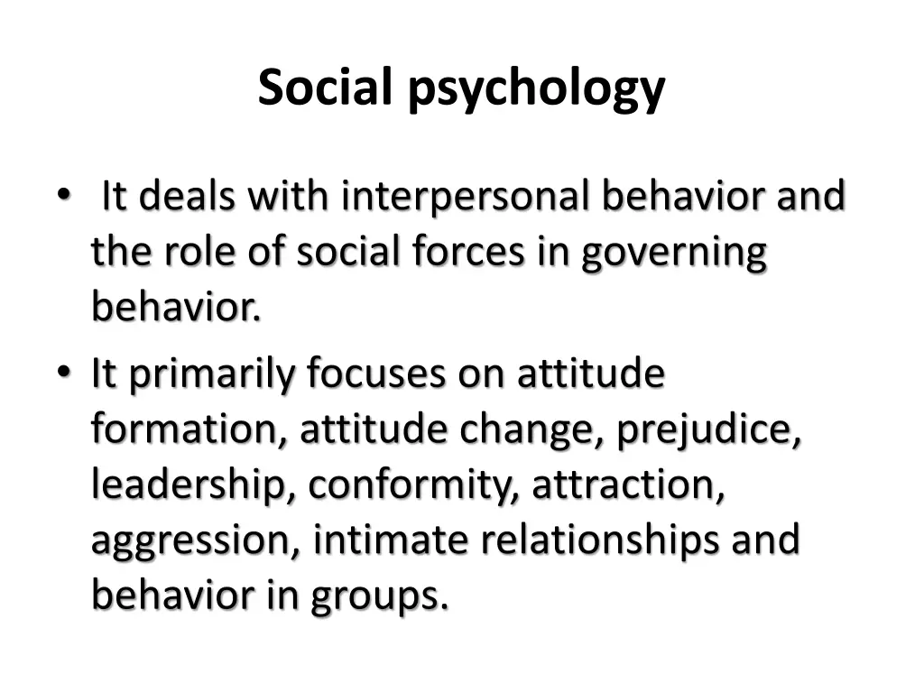 social psychology