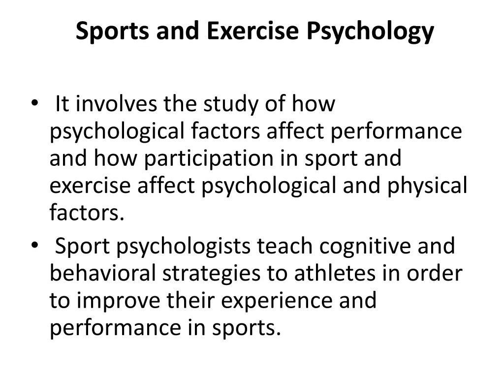 sports and exercise psychology