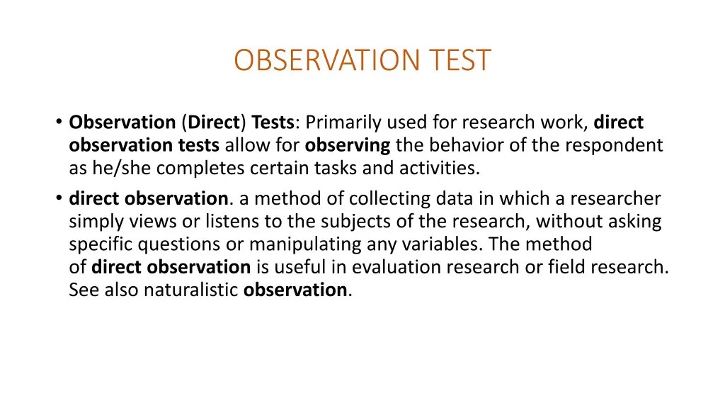 observation test