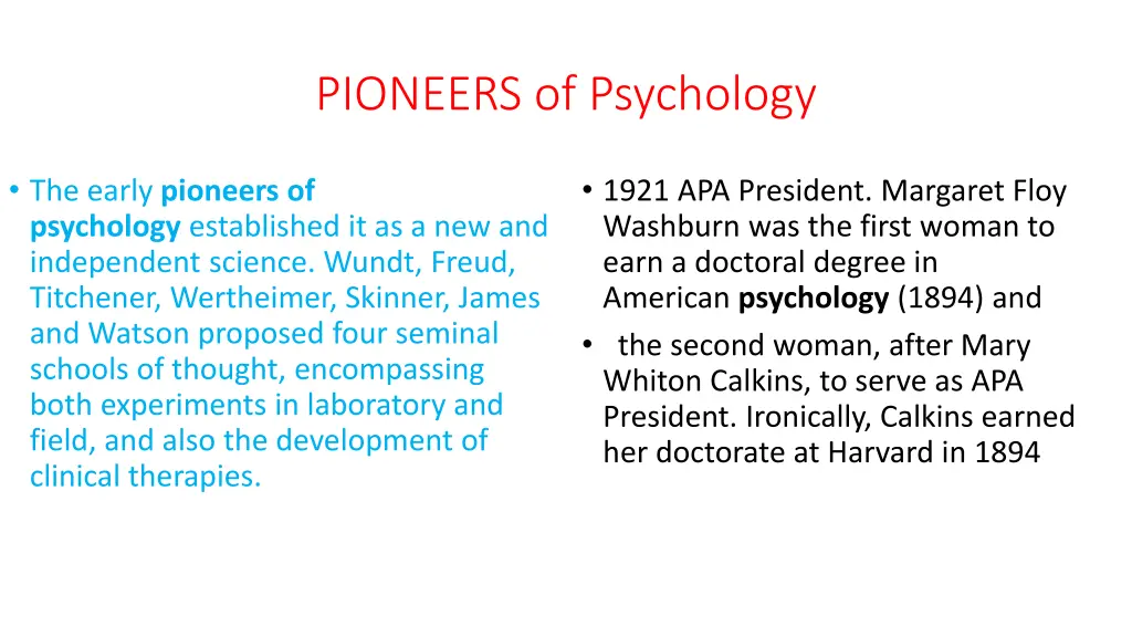 pioneers of psychology