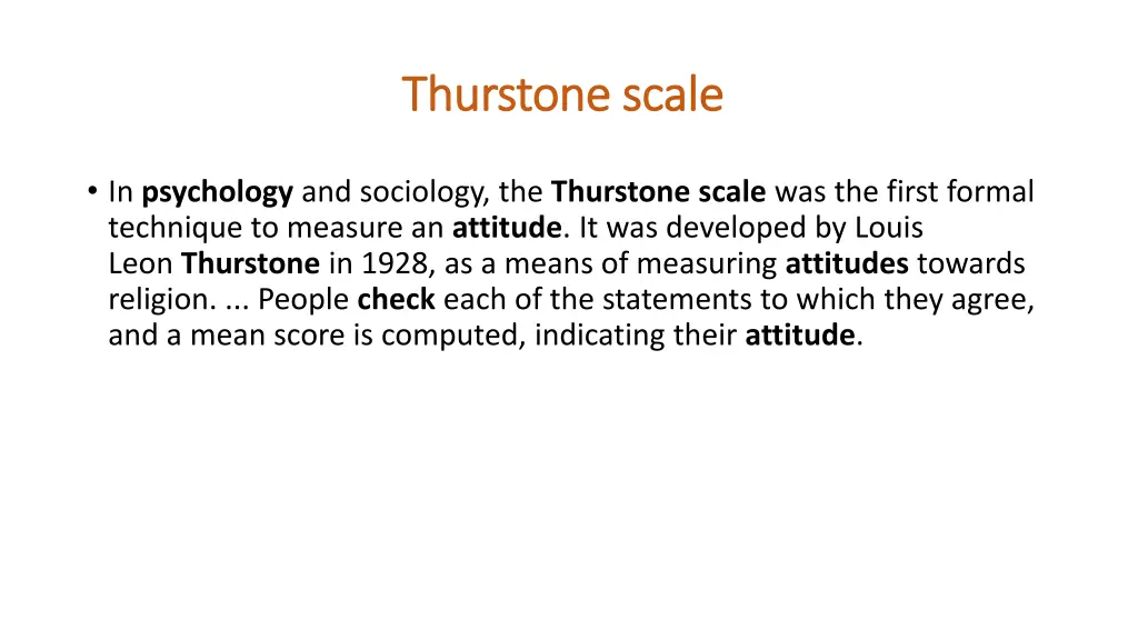 thurstone scale thurstone scale