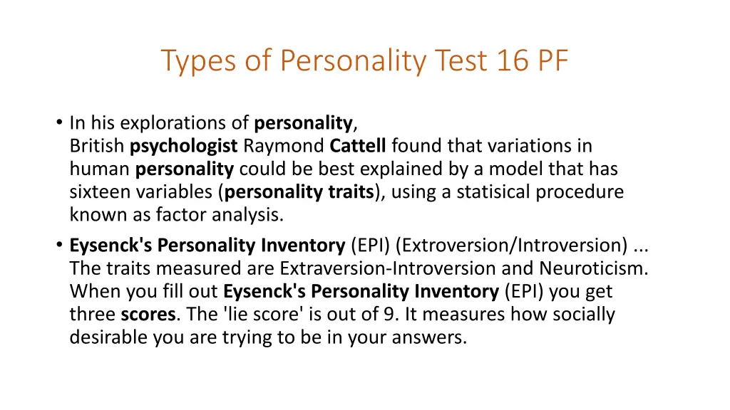 types of personality test 16 pf