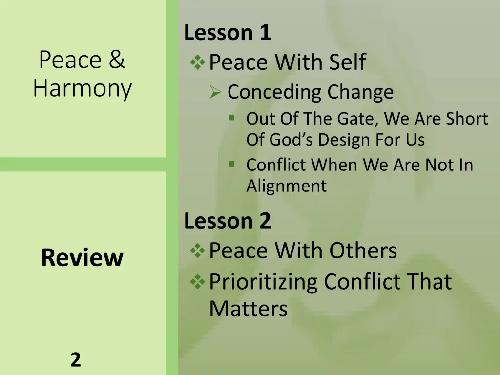 lesson 1 peace with self conceding change