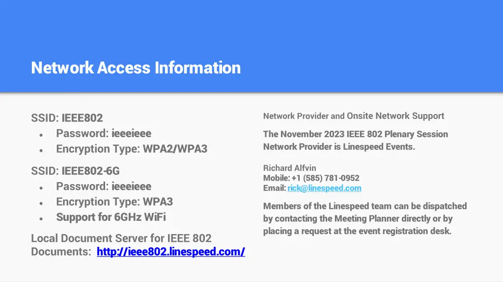 network access information