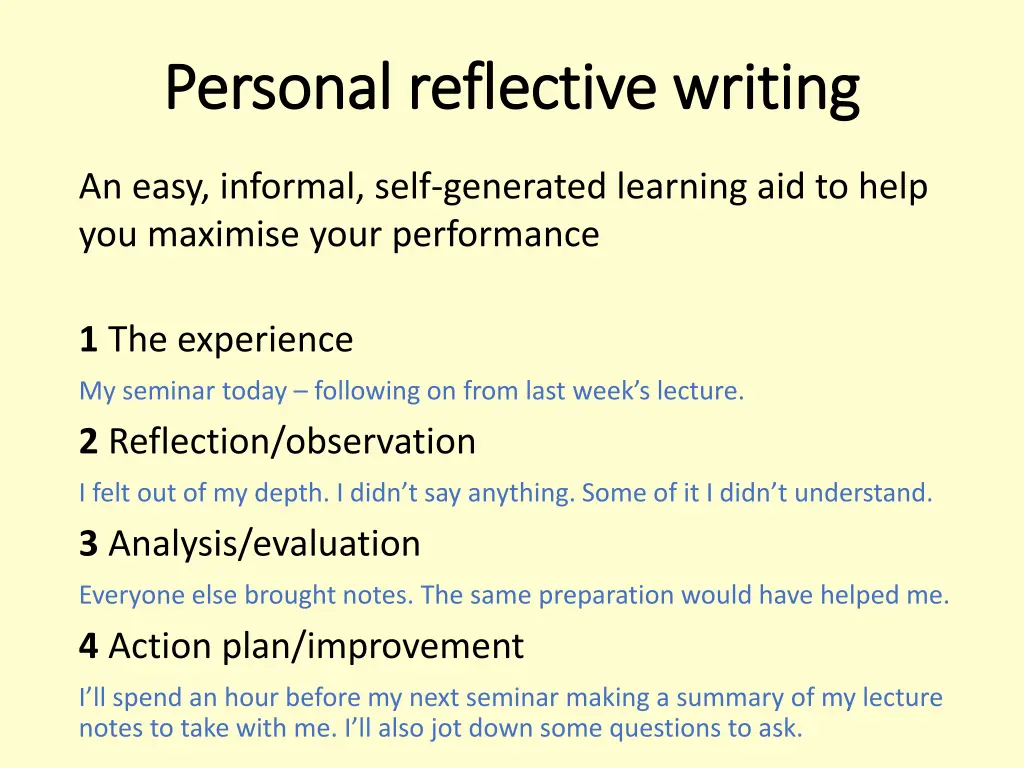 personal reflective writing personal reflective