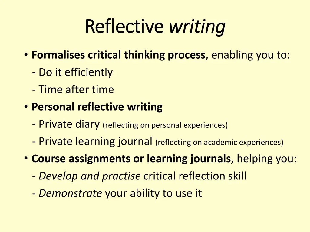 reflective reflective writing