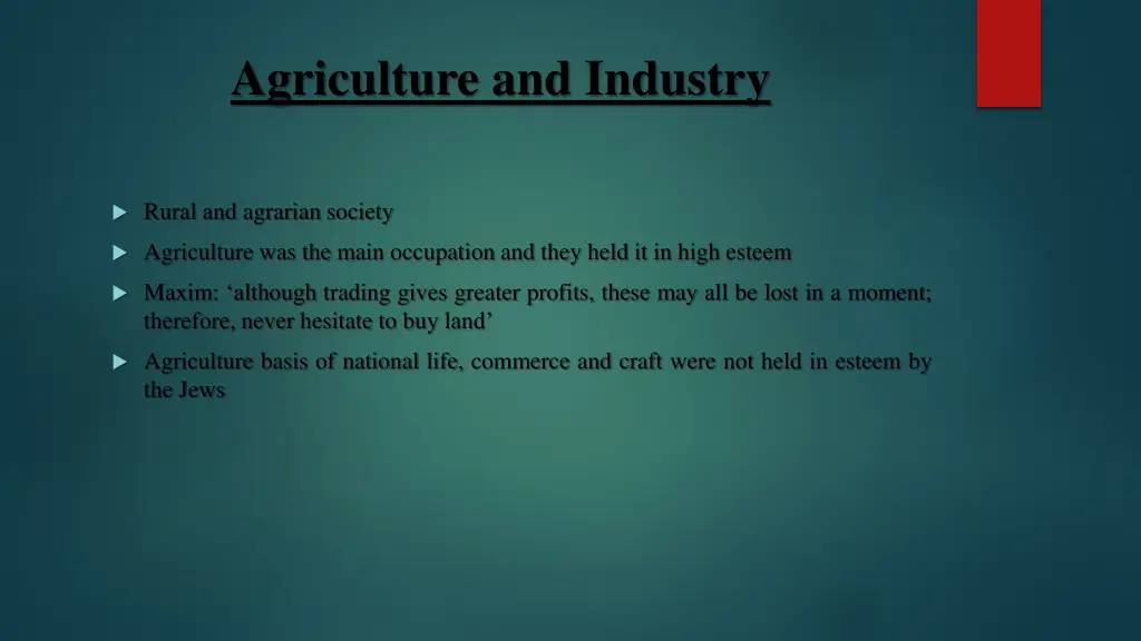 agriculture and industry