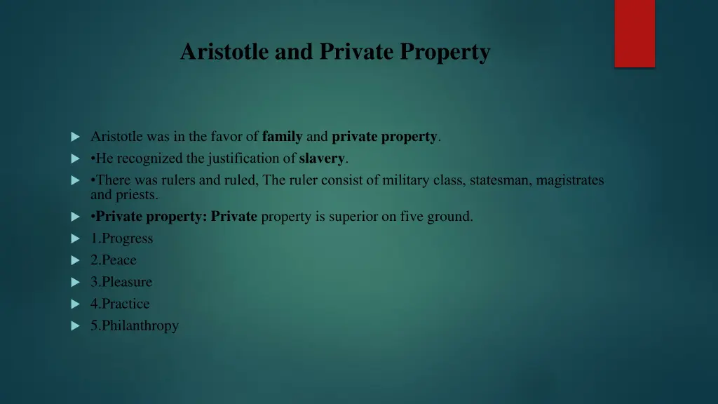 aristotle and private property