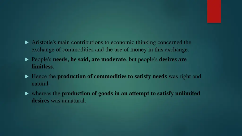 aristotle s main contributions to economic