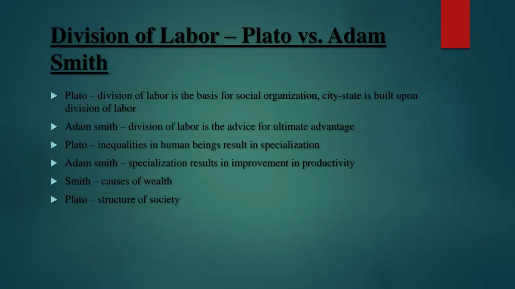 division of labor plato vs adam smith