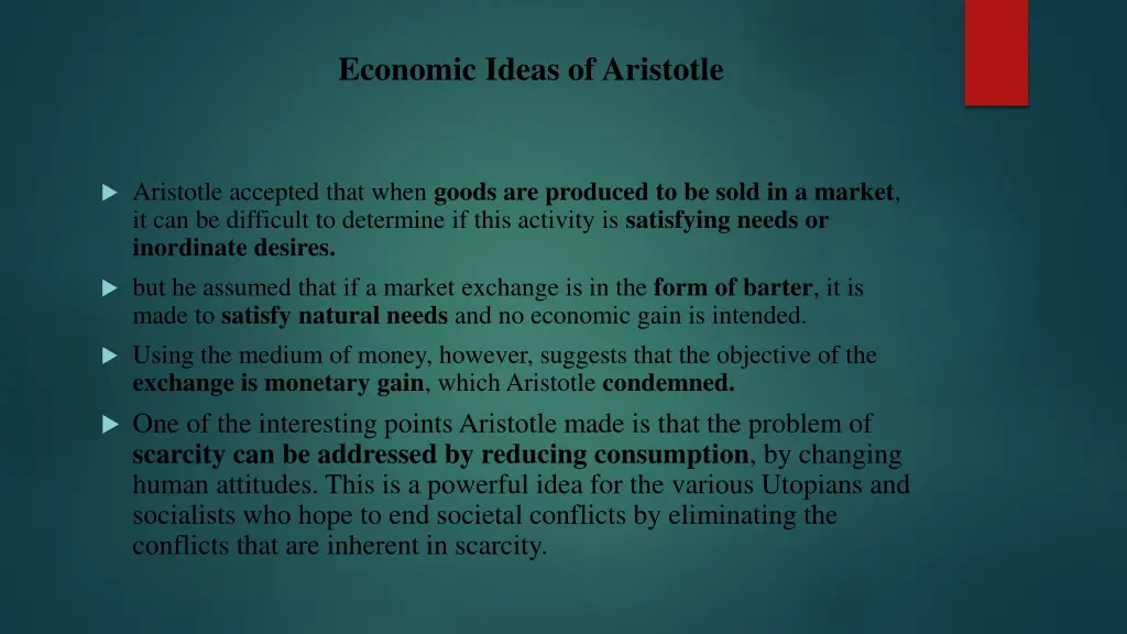 economic ideas of aristotle