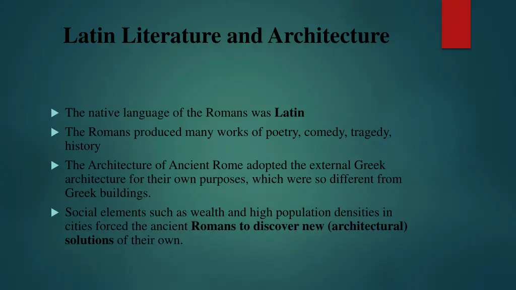 latin literature and architecture