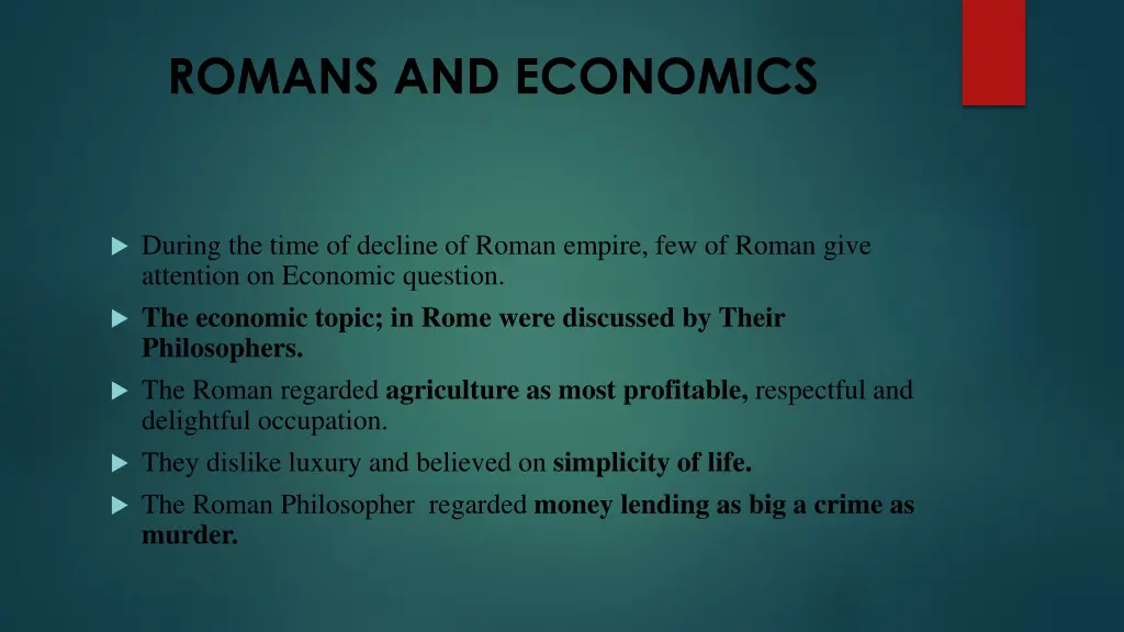 romans and economics