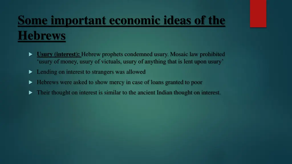 some important economic ideas of the hebrews