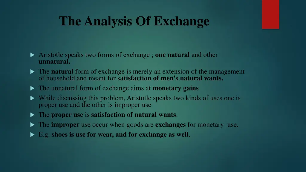 the analysis of exchange