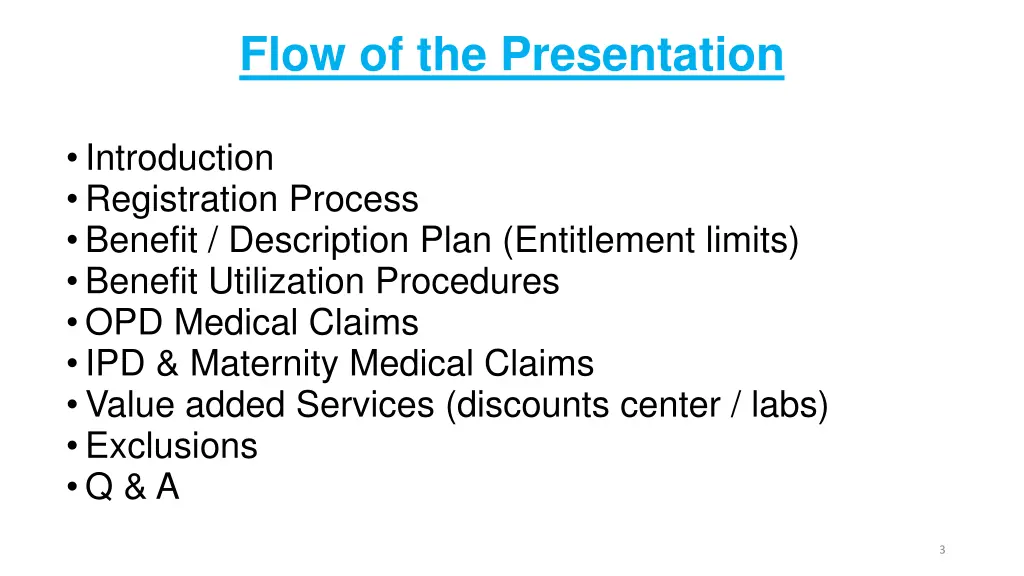 flow of the presentation