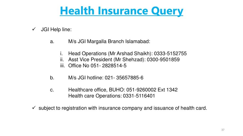 health insurance query