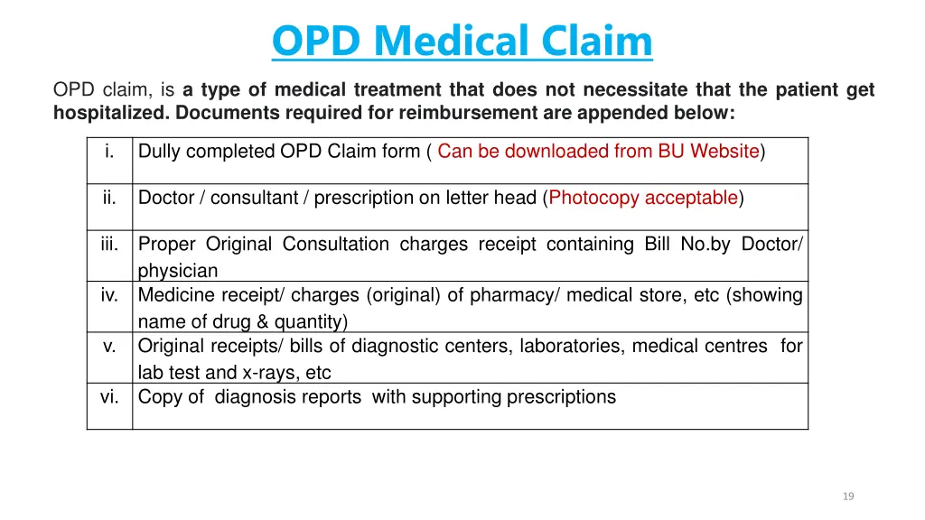 opd medical claim