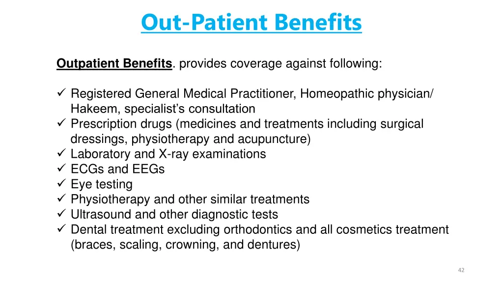 out patient benefits