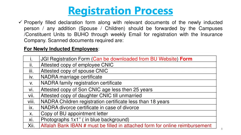 registration process properly filled declaration